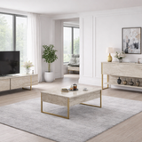 Modern Dressoir Travertijn Luxe 120x80x30 - Gouden Frame - Eén Vak