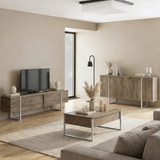 Modern Dressoir Walnoot Luxe 160x80x35 - Zilver Frame