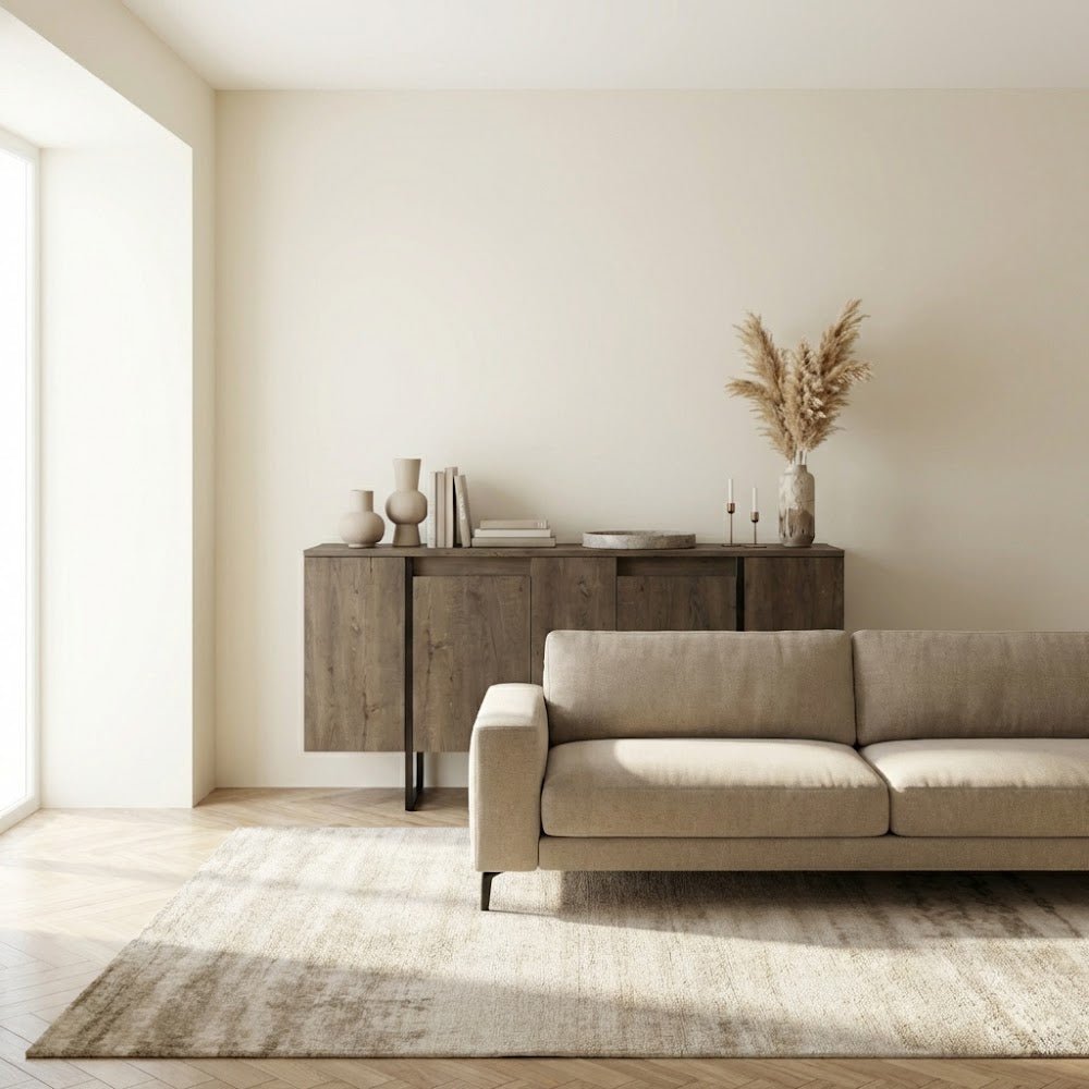 Modern Dressoir Walnoot Luxe 160x80x35 - Zwart Frame