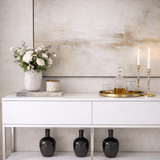 Modern Dressoir Wit Lord  150x30x80 - Zilver Frame - Twee Vakken