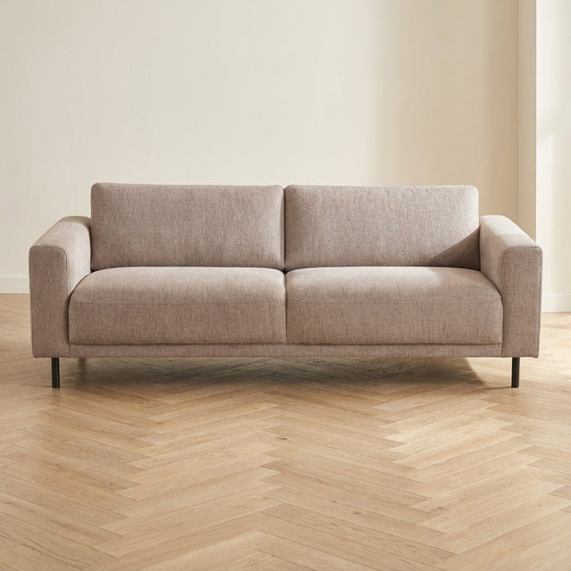Moderne 3-zits Bank Taupe Stof Aniko 213x90x78 cm sfeerfoto in modern interieur