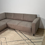 Moderne 3-zits Hoekbank Links Taupe Stof Aniko met Lounger 240x197x78 cm