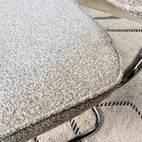 Moderne Eetkamerstoel Zandkleur Bouclé Stof Sway - Chrome Frame - Zonder Armleuningen