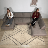 Moderne U-Bank Hoekbank Rechts Taupe Stof Aniko 310x197x78 cm