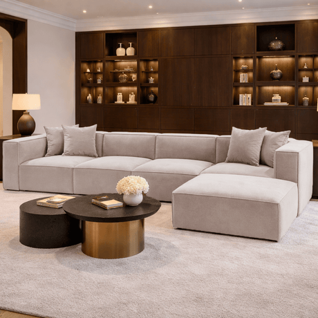 Modulaire XXL hoekbank beige linnen 430 cm breed Sora