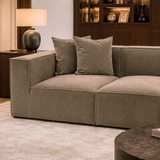 Banken - Modulaire XXL hoekbank taupe linnen 430 cm breed Sora - Dimehouse