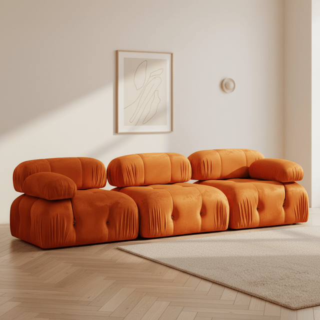 Modulaire bank 3-zits Bubble velvet oranje
