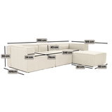 Modulaire hoekbank met losse hocker ecru beige linnen stof Fora - links