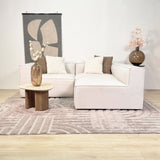 Modulaire hoekbank met losse hocker ecru beige linnen stof Fora - links