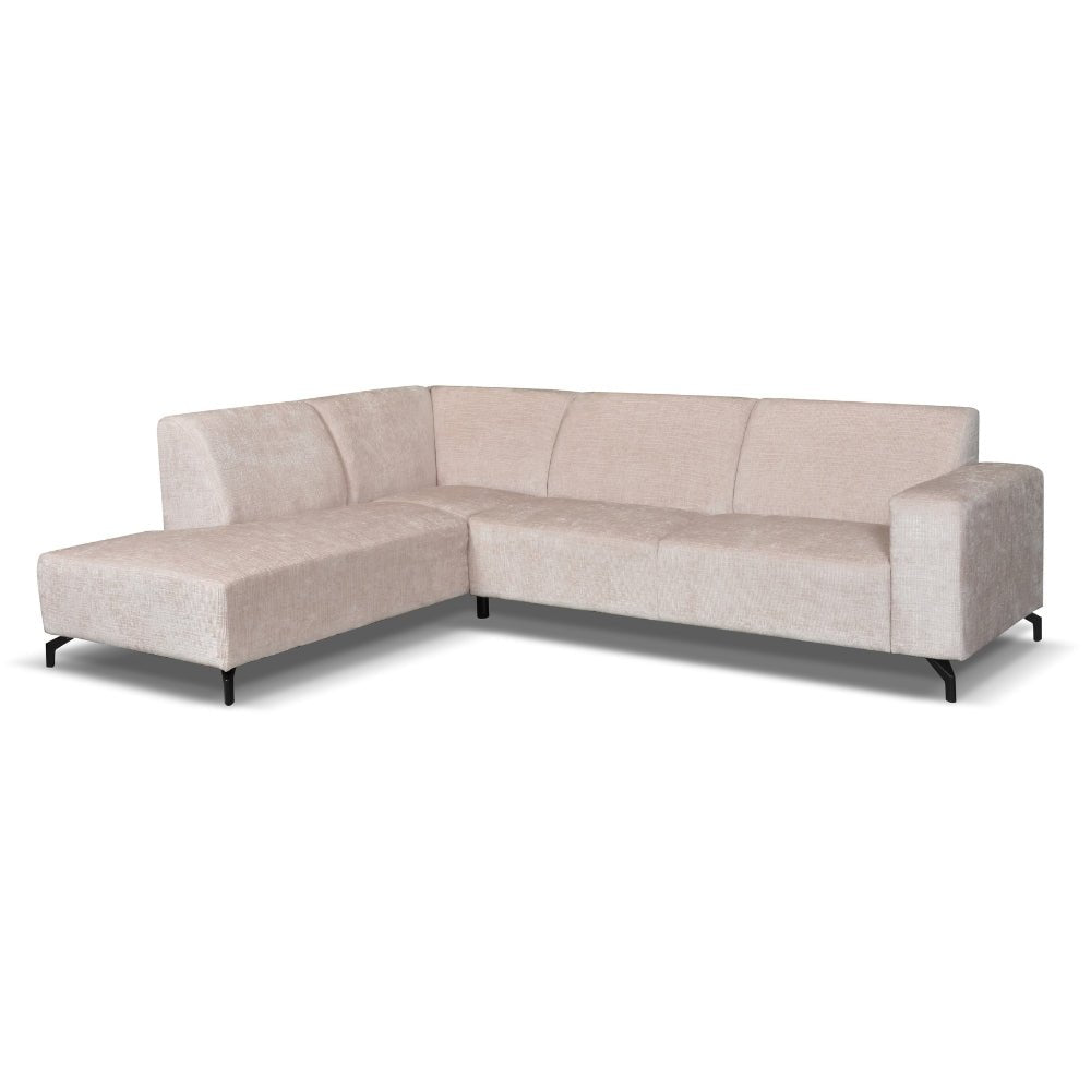 Hoekbank Manon met chaise longue links chenille beige