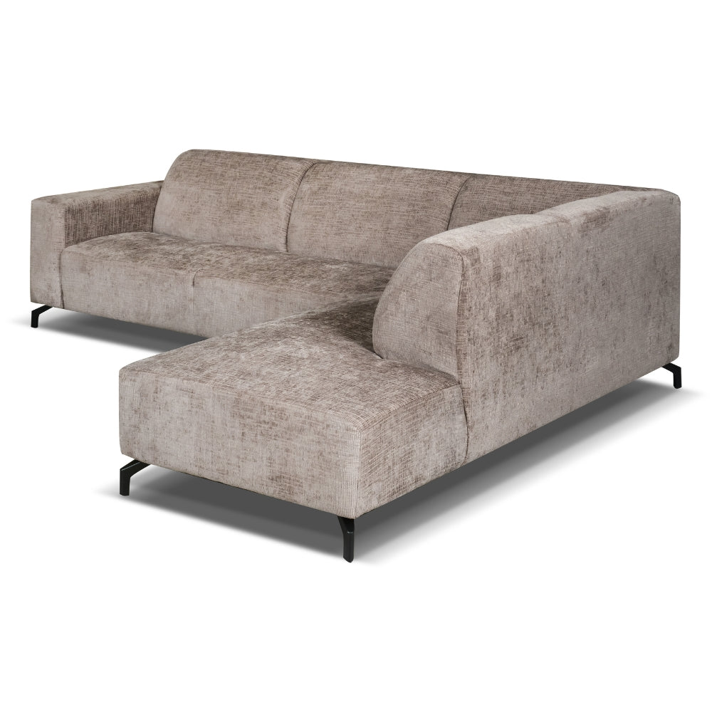 Hoekbank Manon met chaise longue rechts chenille taupe