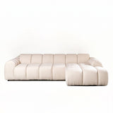 Banken-Hoekbank met lounge beige bouclé stof - strepen - rechts - Brix-Dimehouse