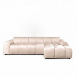 Banken-Hoekbank met lounge beige velvet structuurstof - strepen - rechts - Brix-Dimehouse