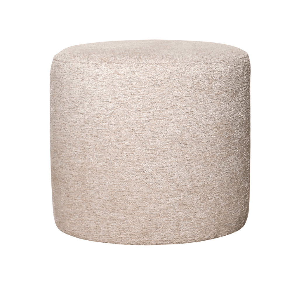 Poefs-Ronde poef beige chenille bouclé - 40x40x35 cm - Veya-Dimehouse
