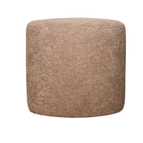 Poefs-Ronde poef taupe chenille bouclé - 40x40x35 cm - Veya-Dimehouse