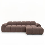 Banken-Hoekbank met lounge zacht bruin bouclé stof - strepen - rechts - Brix-Dimehouse
