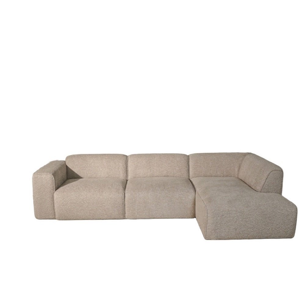 Banken-Hoekbank beige chenille bouclé - 305x169 cm - Jaylen - rechts-Dimehouse