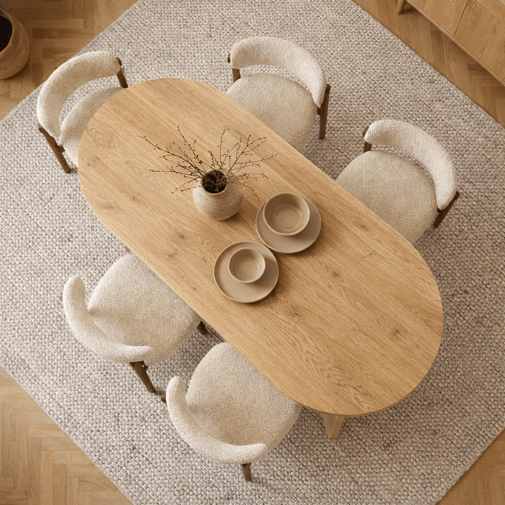 Ovale eettafel Eiken melamine - Japandi -  200x89,5x75 cm - Sota