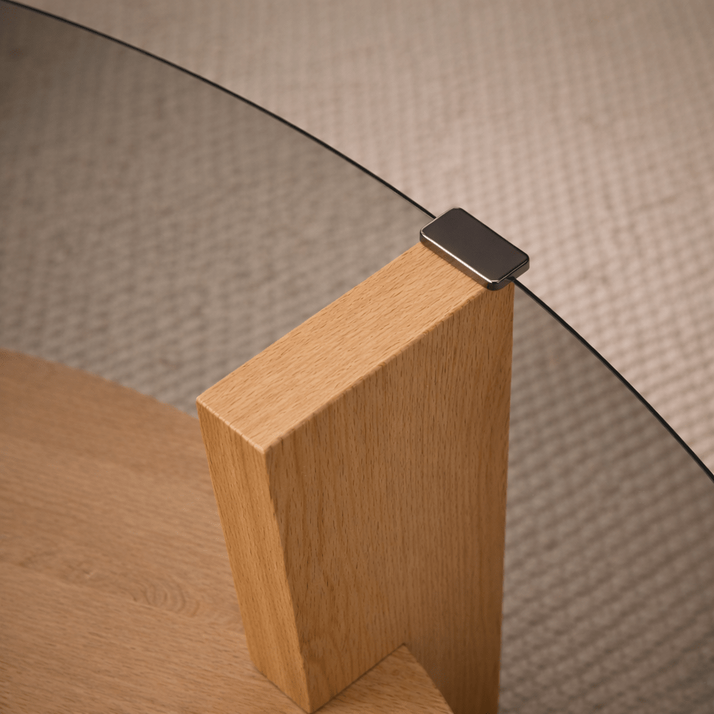 Ronde salontafel eiken melamine rookglas Ø75 cm - Cairo