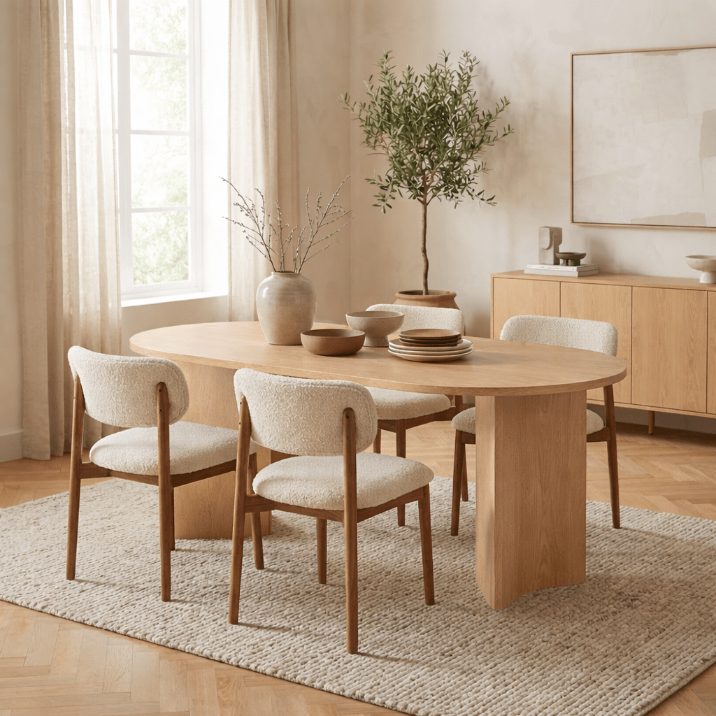 Ovale eettafel Eiken melamine - Japandi -  200x89,5x75 cm - Sota