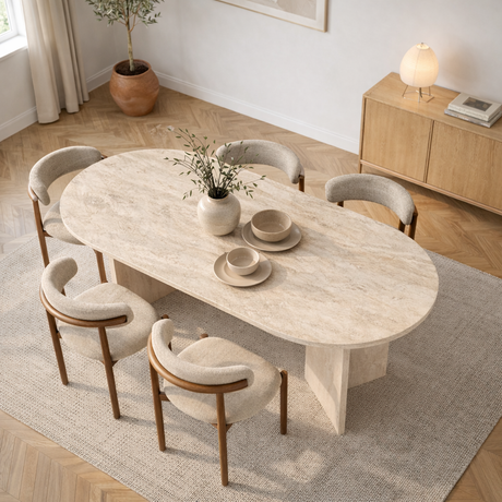 Sablin Eettafel Melamine Travertine 180x89,5x75 cm