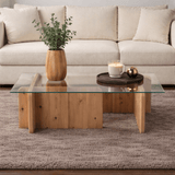 Salontafel Atlantisch Dennenhout Melamine Glas Opal 105x65x30 cm