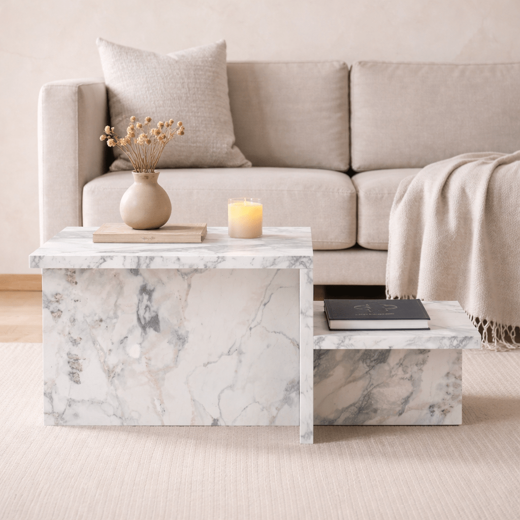 Salontafels - Salontafel Marmer Melamine - 80 x 40 cm - Eterna - Dimehouse