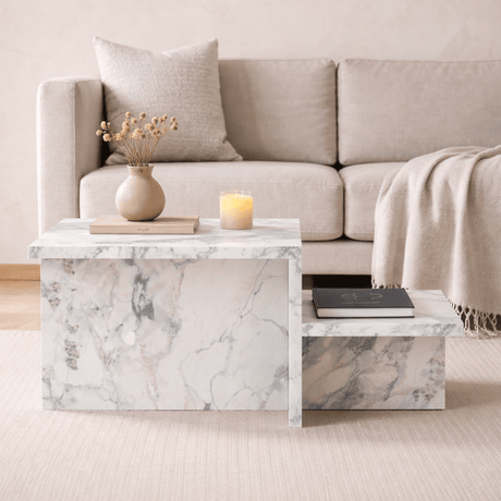 Salontafels - Salontafel Marmer Melamine - 80 x 40 cm - Eterna - Dimehouse