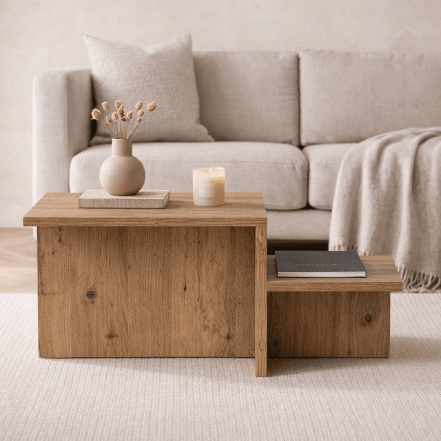 Salontafels - Salontafel Grenen Melamine - 80 x 40 cm - Eterna - Dimehouse