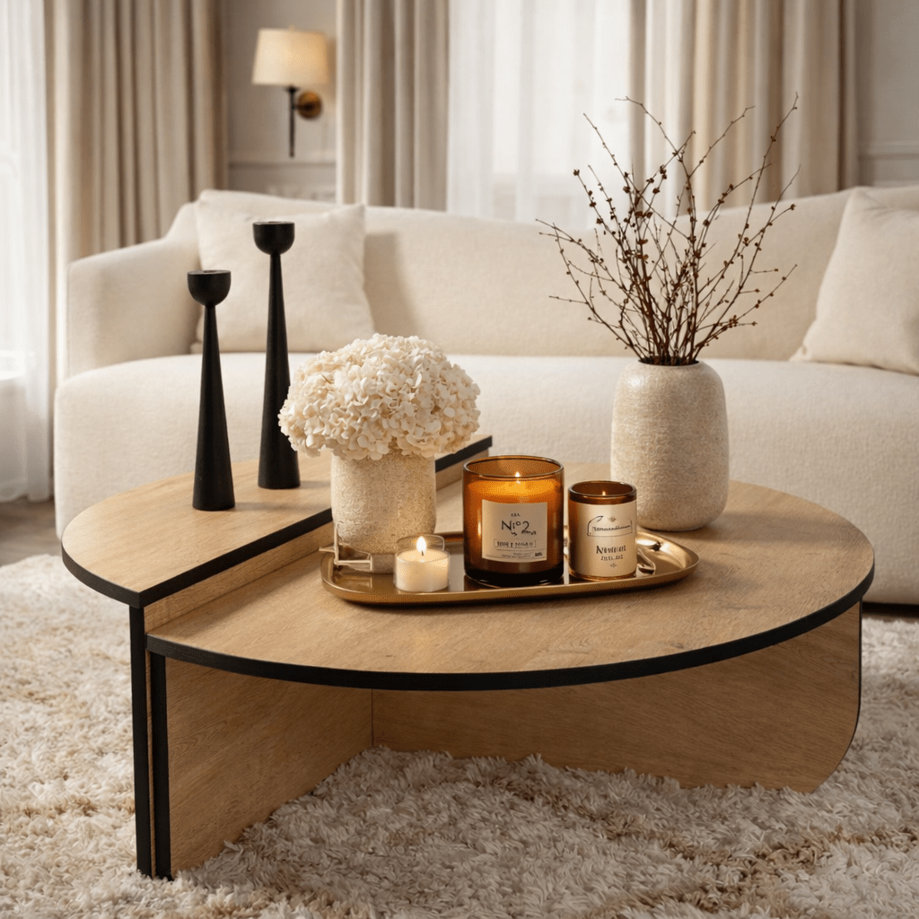 Salontafel Rond 85 cm Naturel Eikenlook Melamine Orin