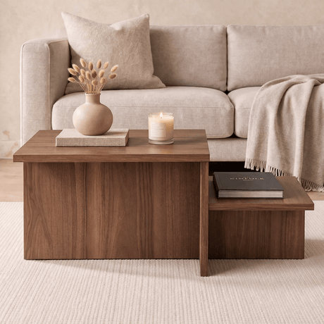 Salontafels - Salontafel Walnoot Melamine - 80 x 40 cm - Eterna - Dimehouse
