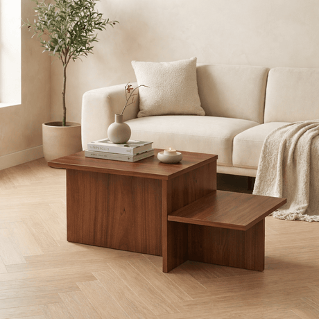 Salontafels - Salontafel Walnoot Melamine - 80 x 40 cm - Eterna - Dimehouse
