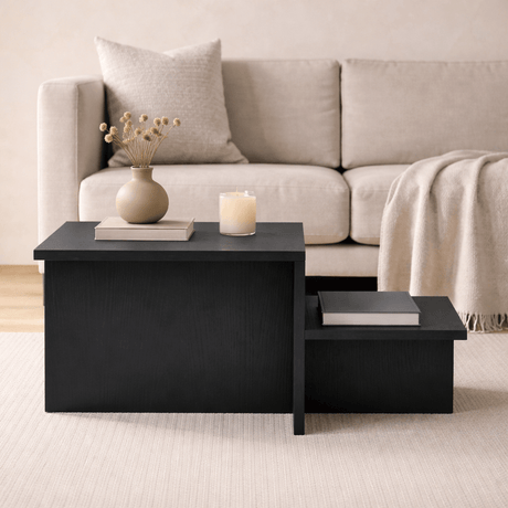 Salontafels - Salontafel Zwart Melamine - 80 x 40 cm - Eterna - Dimehouse