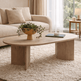 Salontafels - Ovale salontafel eiken melamine - Japandi - 119x60 cm - Sota - Dimehouse