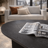 Salontafel zwart melamine boogvorm Sable 119x60 cm