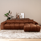 Banken-Hoekbank met lounge koper velvet structuurstof - strepen - rechts - Brix-Dimehouse