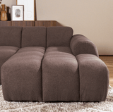 Banken-Hoekbank met lounge zacht bruin bouclé stof - strepen - rechts - Brix-Dimehouse