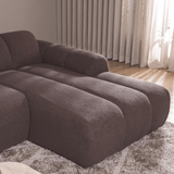 Banken-Hoekbank met lounge zacht bruin bouclé stof - strepen - rechts - Brix-Dimehouse