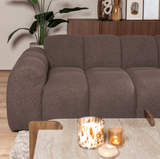 Banken-Hoekbank met lounge zacht bruin bouclé stof - strepen - rechts - Brix-Dimehouse