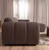 Banken-Hoekbank met lounge zacht bruin bouclé stof - strepen - rechts - Brix-Dimehouse