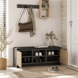 Schoenenkasten - Schoenenkast Eiken met antraciet Melamine - zes vakken - 110x43x37 cm - Zulla - Dimehouse