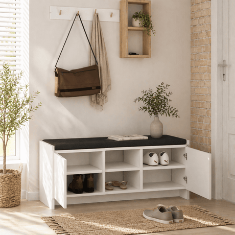 Schoenenkasten - Schoenenkast Wit Melamine - zes vakken - 110x43x37 cm - Zulla - Dimehouse