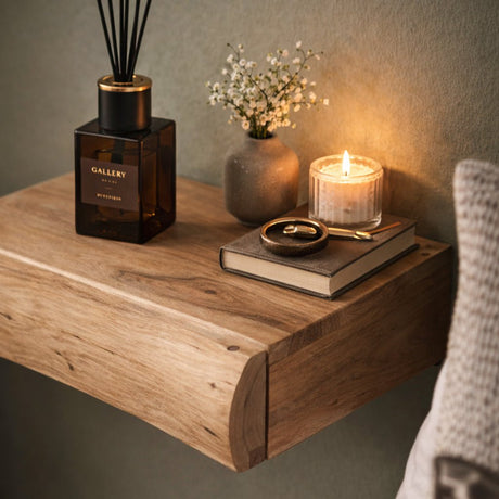 Set van 2 Zwevende Nachtkastjes Acaciahout Freya Klein