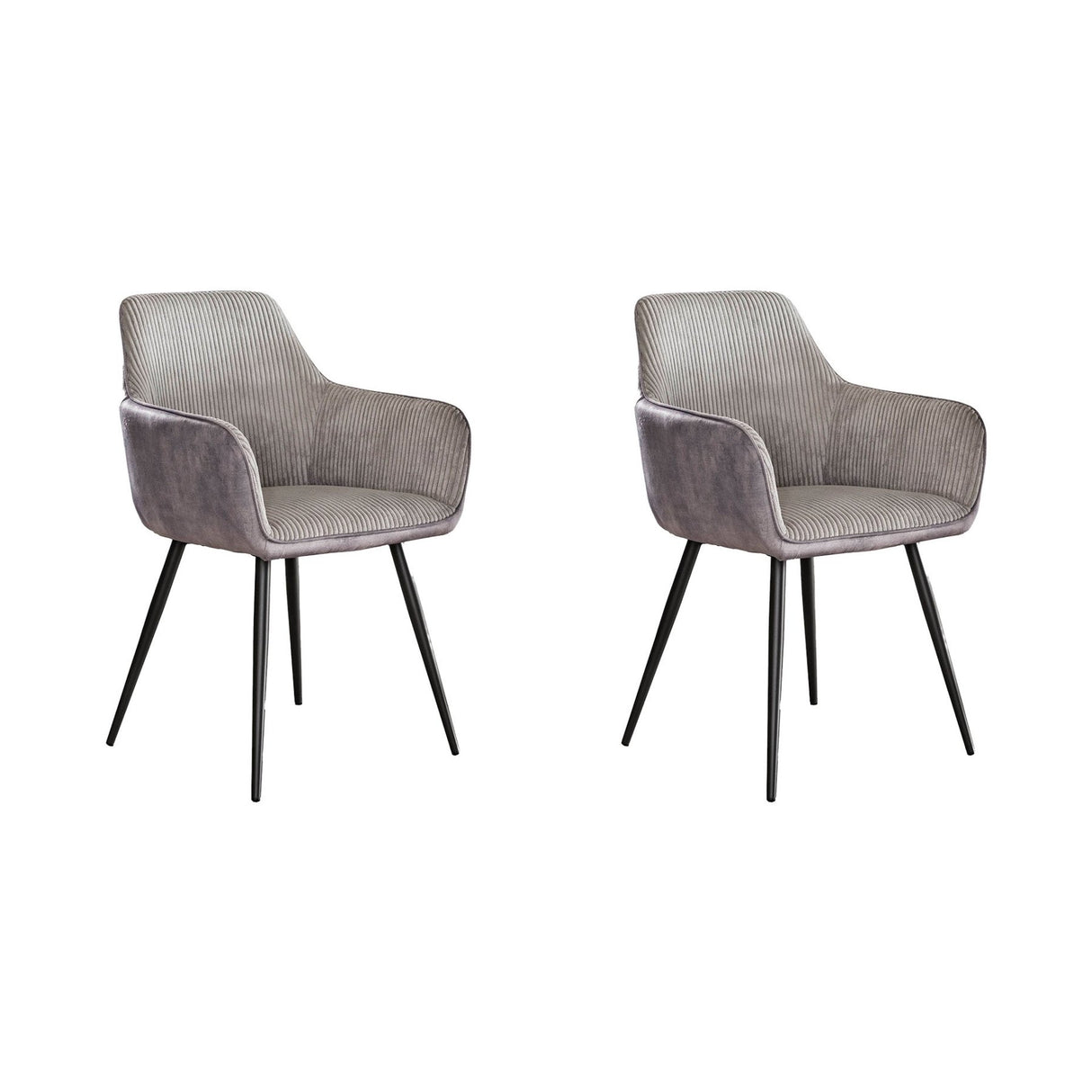 Set van 2 eetkamerstoelen Rivo Rib Rock Zilver