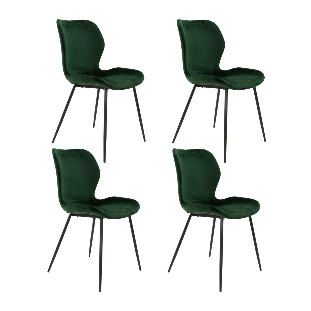 Set van 4 eetkamerstoelen Argo Velours Groen