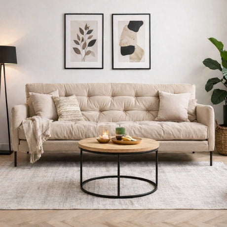 Slaapbank 3-Zits – Creme – Meerdere standen - Renge