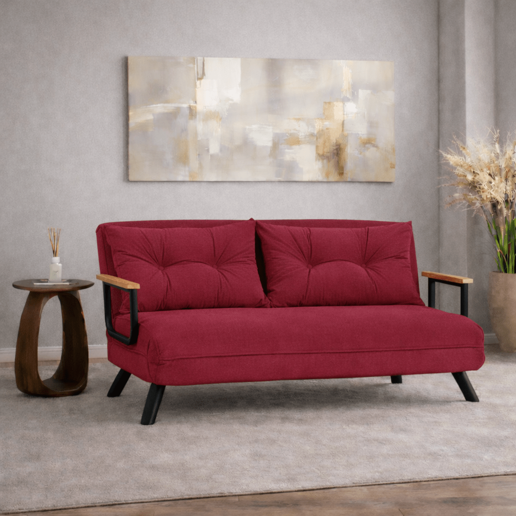 Slaapbank Rood stof 2-zits - Sando