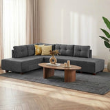 Slaapbank antraciet stof -  XL 280x206 cm - met wielen - Links - Manama