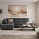 Slaapbank antraciet stof -  XL 280x206 cm - met wielen - Links - Manama