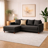 Slaapbank antraciet stof -  hoekbank - compact 215 x 150 cm - Links - Aydam